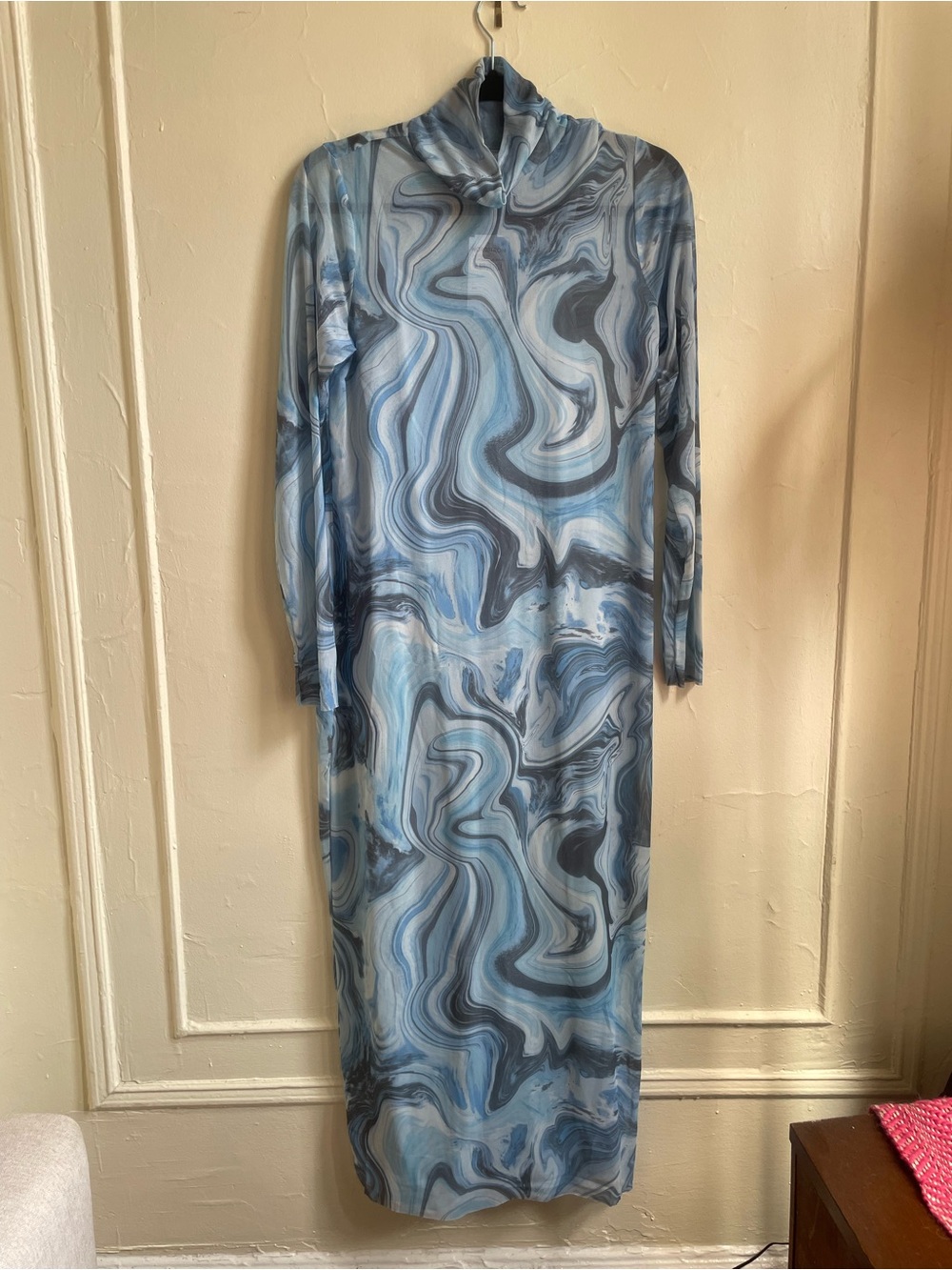 AFRM Blue Marble Print Maxi Dress